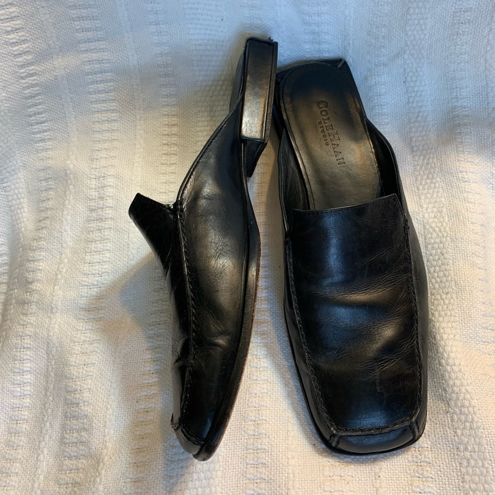 Cole Haan Vintage Leather Block Heel Mules